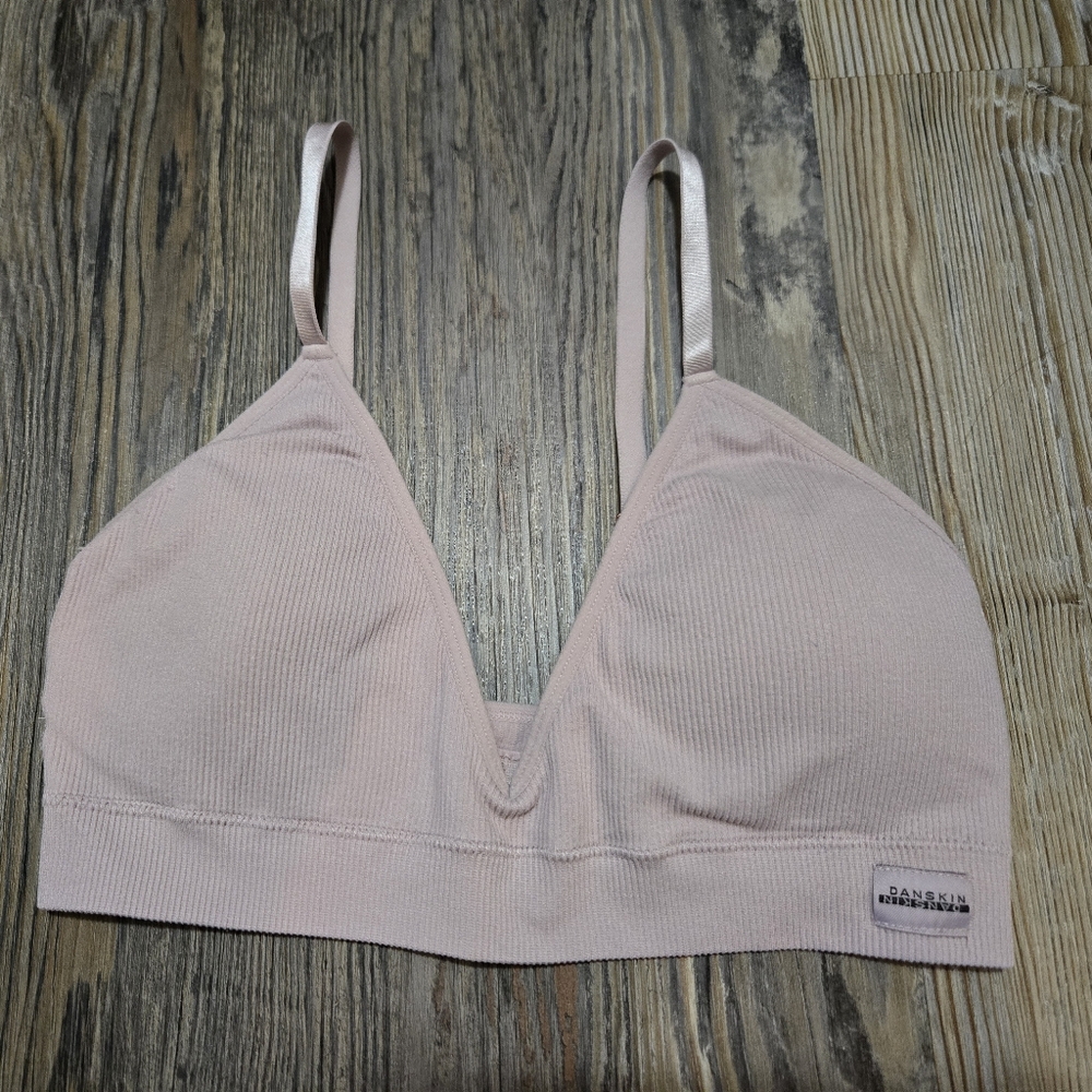 Danskin, Size L, Women's, Seamless Ribbed Bralette in Light Pink, Good Shape.